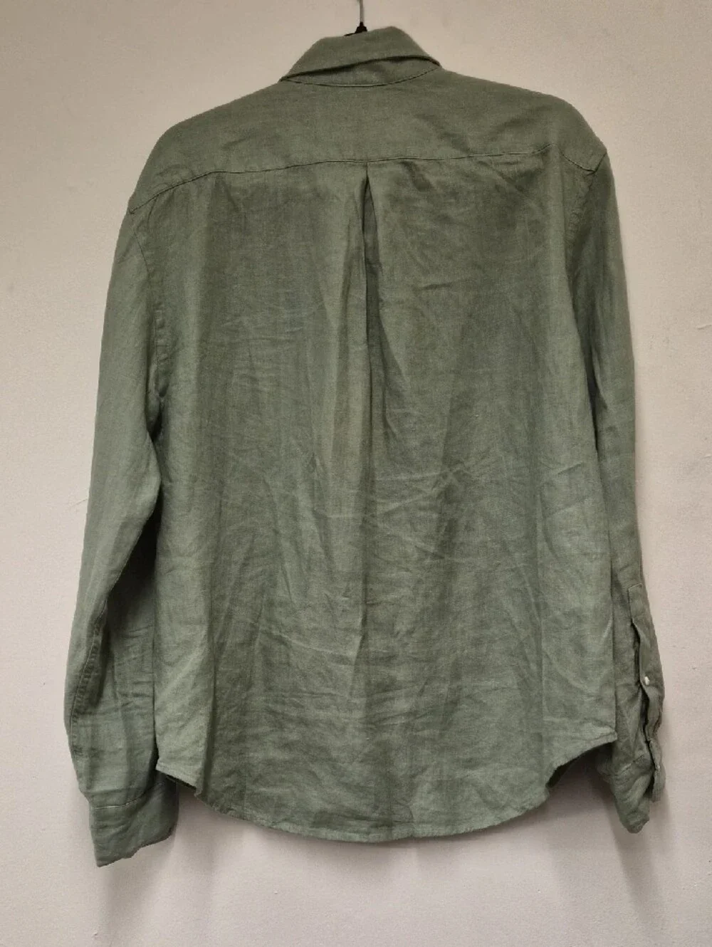 Alex Crane Men’s Sage Green Button-Down Linen Shirt Size L